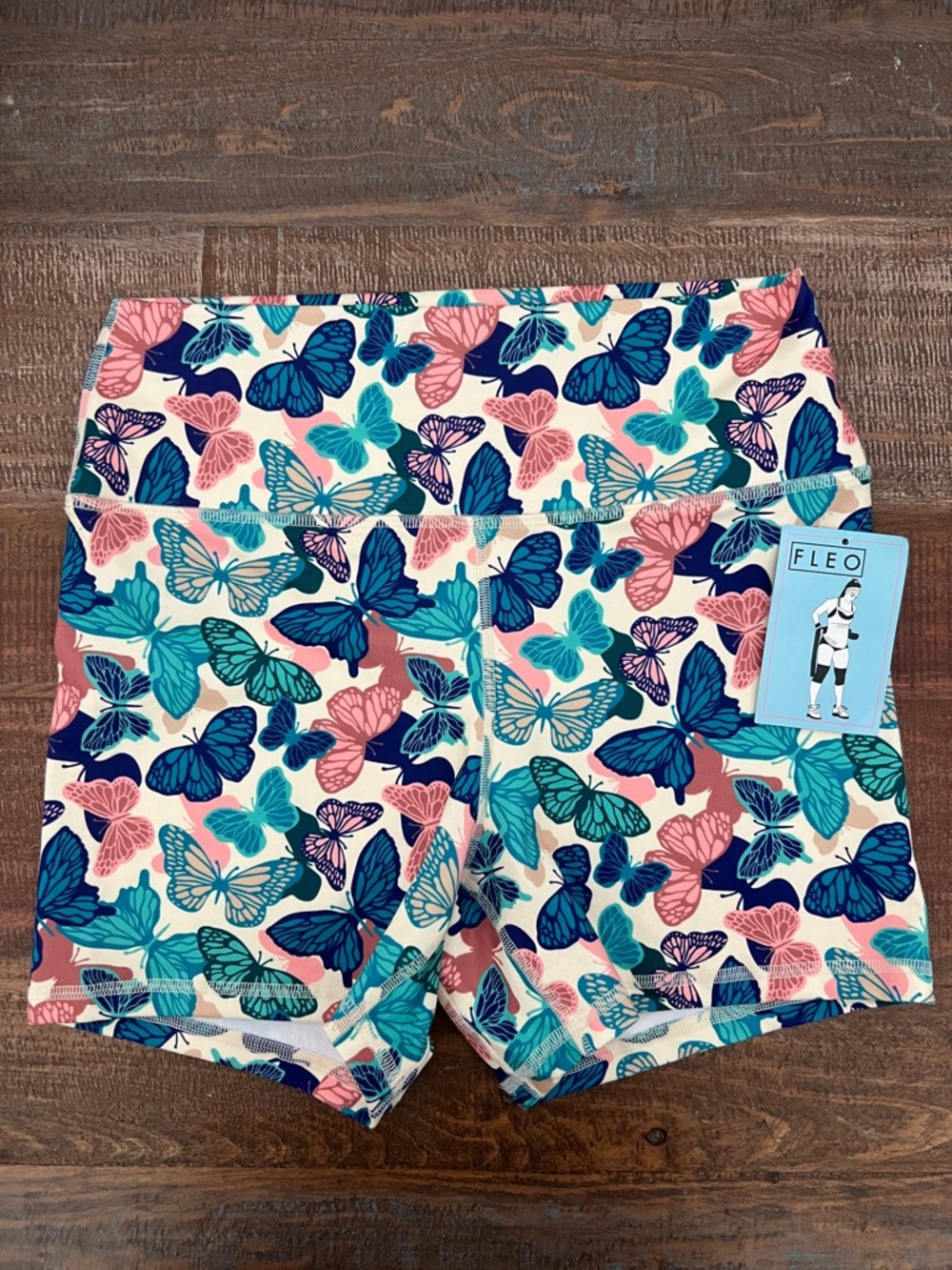 Fleo Women’s High-Waist 5” Butterfly Print Bike Shorts - XL